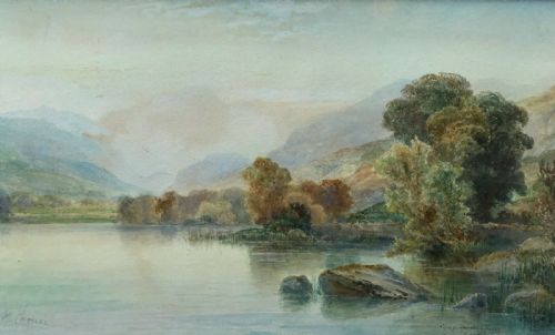 Max Krause Original 19th Century Antique Watercolour Painting Llyn-y-ddinas Beddgelert Wales Welsh Landscape