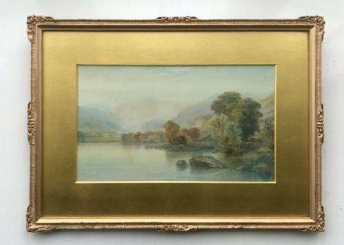 fig 1. Max Krause Original 19th Century Antique Watercolour Painting Llyn-Y-Ddinas Beddgelert Wales Welsh Landscape