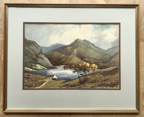 fig 1. Cecil Hodgkinson Original 20th Century Irish Watercolour Painting Connemara West Ireland Mountain Landscape