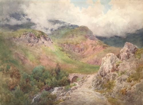 Cuthbert Rigby Original 19th Century Antique English Watercolour Painting Lake District Landscape