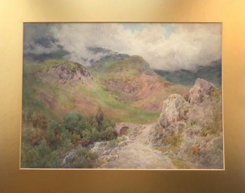 fig 1. Cuthbert Rigby Original 19th Century Antique English Watercolour Painting Lake District Landscape 