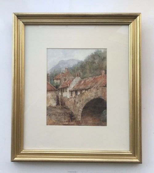 fig 1. Attributed to William Thornley Original 19th Century Antique Watercolour Painting Cumbrian Village Landscape