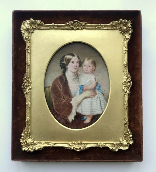 Attributed to Sir Edwin Landseer Ra Original 1842 Antique Small Watercolour Painting Queen Victoria & Prince Edward
