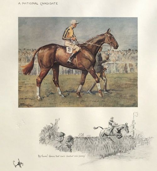 fig 1. Snaffles (Charles J Payne) 'A National Candidate' Vintage Race Horse Colour Print with Blindstamp
