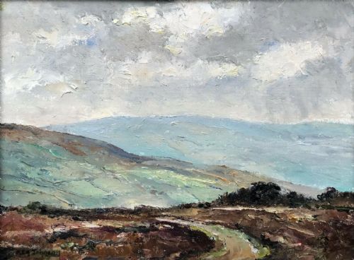 fig 1. Ken Johnson Signed Original Oil Painting on Board Sleights from Red Gates Nr Whitby North Yorkshire Moors Landscape