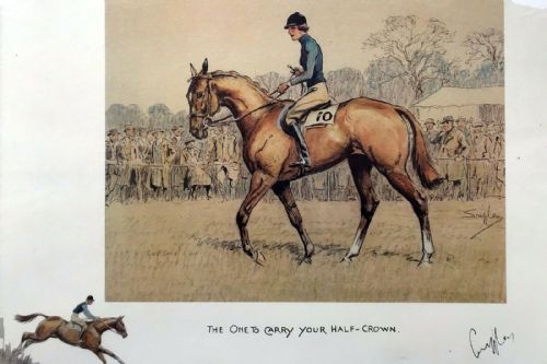 Snaffles (Charles J Payne) 'The One to Carry Your Half-crown' English Vintage Colour Print with Blindstamp