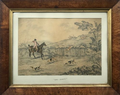 Circle of Charles Hunt Original Early 19th Century English Antique Pencil & Watercolour Painting Fox Hunting Country Pursuits Landscape
