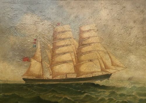 fig 1. Signed C W Williamson Original 19th Century Antique Oil Painting on Canvas Clipper Ship leaving Liverpool Port English Seascape