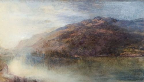 Circle of Jmw Turner Original Early 19th Century English Antique Watercolour Painting Mountain Landscape