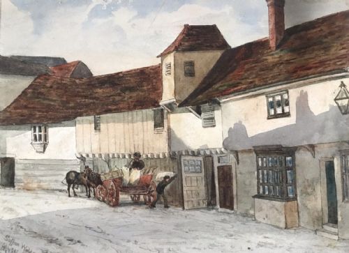 Saffron Walden, Essex Street Scene Original Antique Dated 1887 Watercolour Painting on Paper English Landscape