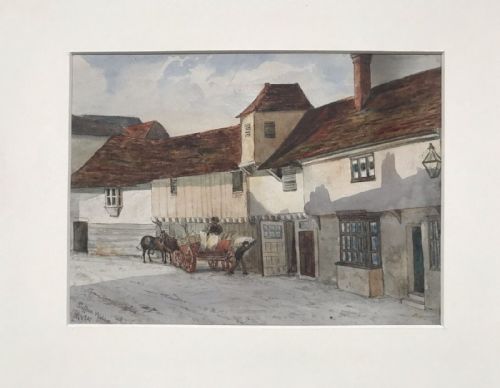 fig 1. Saffron Walden, Essex Street Scene Original Antique Dated 1887 Watercolour Painting on Paper English Landscape