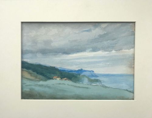 fig 1. Signed Dated 1920 Original Antique Watercolour Painting Scarborough Castle Landscape Yorkshire Seascape
