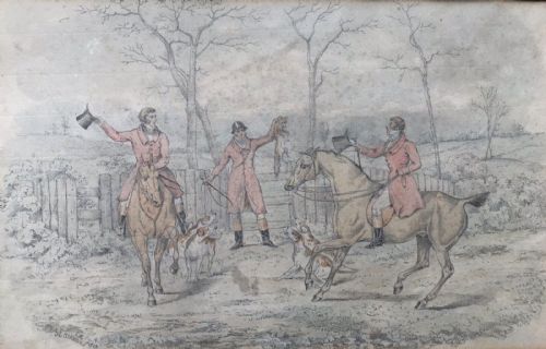 H (Henry) Alken 1825 Original Antique Pencil & Watercolour Painting English Fox Hunting Landscape