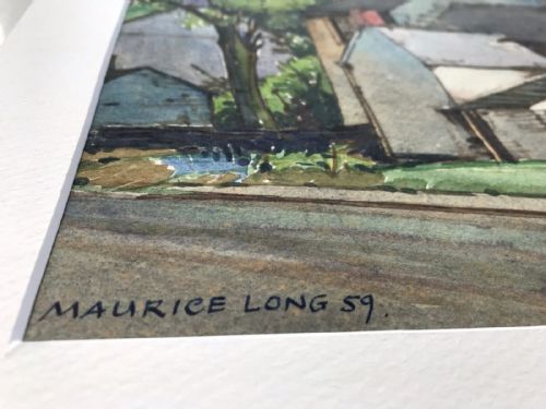 fig 1. Original Maurice Long Signed 20th Century Vintage Watercolour Painting Stoney Middleton Derbyshire Dales English Village Landscape