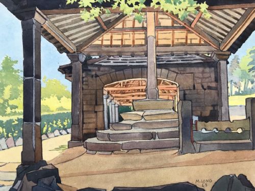 Maurice Long 1963 Signed Original Mid 20th Century Vintage Watercolour Painting Bingley Old Market & Butter Cross Yorkshire Landscape