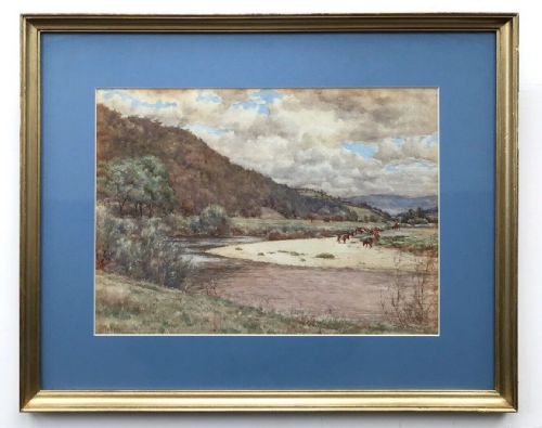 John Dobby Walker Original Circa 1900 Antique Watercolour Painting Caton Woods Lancashire English Landscape