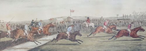 F L Hill Original 19th Century Antique Watercolour Painting Steeple Chase Horse Racing Sporting Landscape
