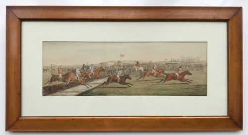fig 1. F L HILL Original 19th Century Antique Watercolour Painting Steeple Chase Horse Racing Sporting Landscape
