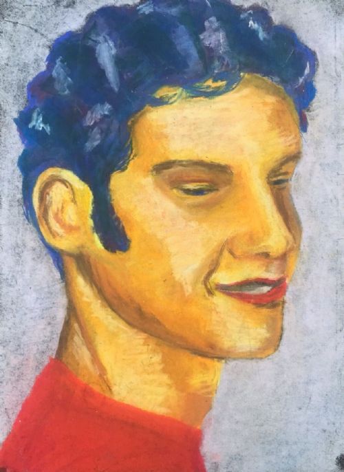 fig 1. Set of Three Original Mid 20th Century English Vintage Pop Art Pastel Drawings Male Portraits