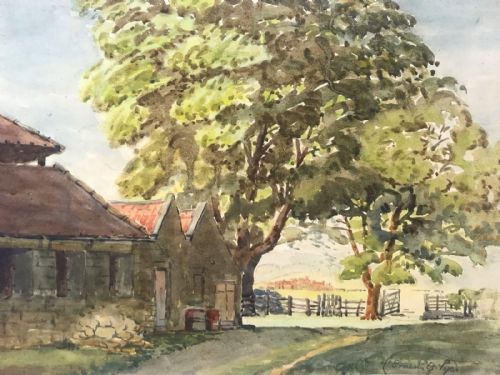 fig 1. Ernest F Pye Signed Original early 20th Century Antique Watercolour Painting Rural Farm Landscape