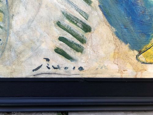 fig 2. Signed Picasso Manner of Pablo LARGE Original EARLY 20TH Century Oil Paintingon Board Abstract Nude Figure