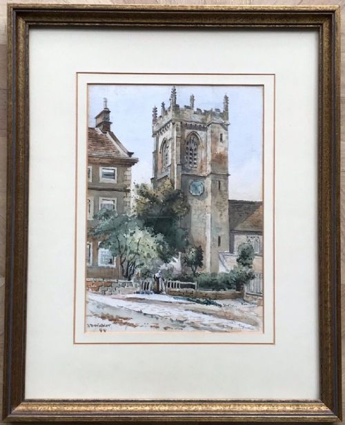 fig 1. John Dobby Walker (18)88 Signed Original 19th Century Antique Watercolour Painting Church Landscape
