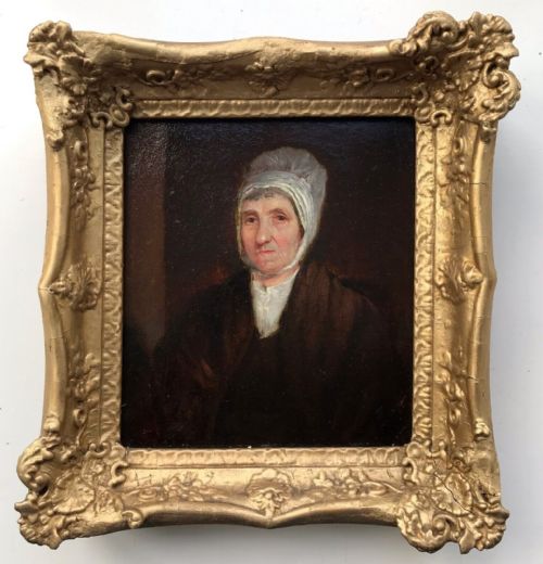 Original 19th Century English Antique Framed Oil Painting Canvas Laid Onto Board Portrait of a Victorian Lady Circa 1850