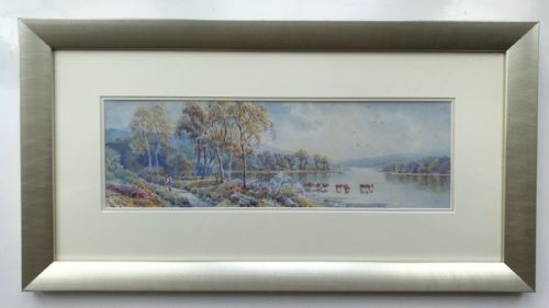 fig 1. Charles Frederick Allbon Original Antique Cattle Landscape Watercolour Painting