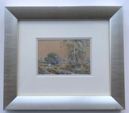 fig 1. Charles Frederick Allbon Signed; A Pair of Original 19th Century Antique Watercolour Paintings River & Meadow Landscapes presented in Contemporary Frames
