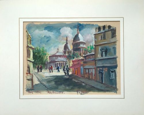 fig 1. Signed Original 1958 Vintage Watercolour/Gouache Painting Monmartre Paris 1958 French Landscape