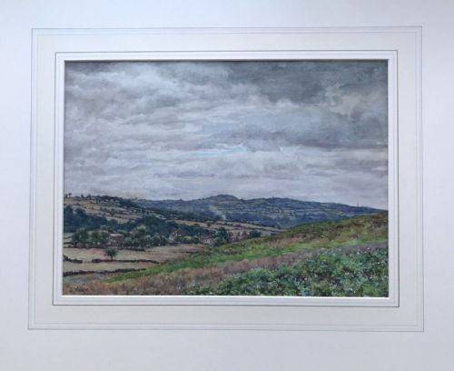 fig 1. John Dobby Walker Signed Original Antique Watercolour Painting A View over Wharfedale, Yorkshire Landscape