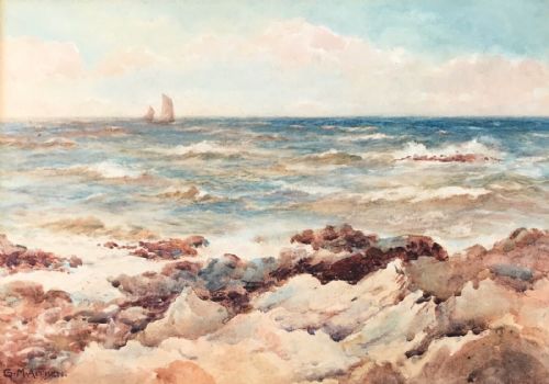 Gladys M Aitken Signed (Isle of Man Exh.1915) Original Antique Watercolour Painting Isle of Man Coast Landscape Seascape