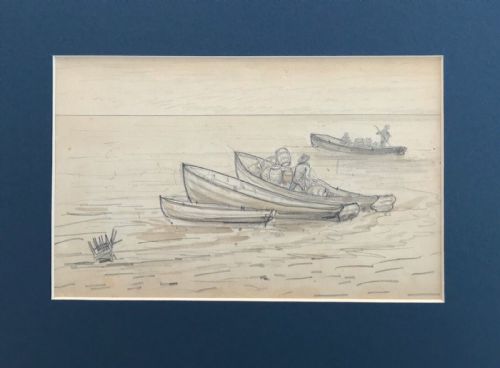 19th Century Antique Original Pencil & Watercolour Painting Sketch Dated 1883 a View from Welton House East Yorks