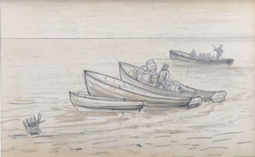 fig 1. 19th Century Antique Original Pencil & Watercolour Painting Sketch dated 1883 A View from Welton House East Yorks