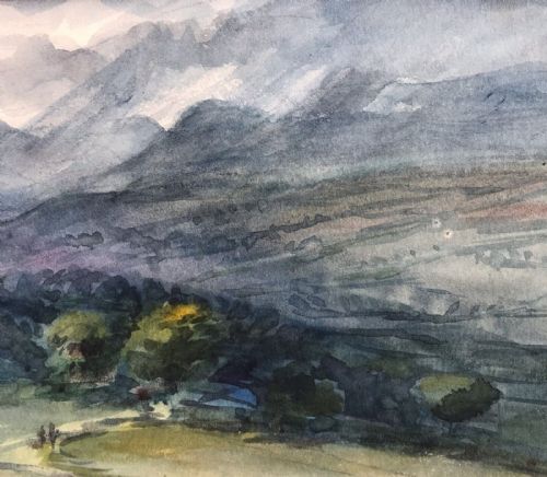 fig 1. Original 19th Century Antique Watercolour Painting Hills nr Worcestershire English Landscape
