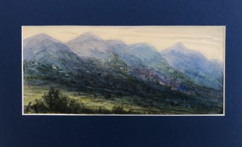 Original 19th Century Antique Watercolour Painting Sketch Malvern Hills in Worcestershire English Landscape