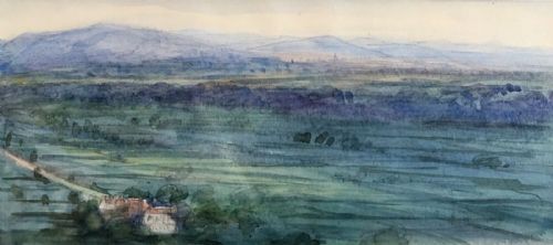 fig 1. Original 19th Century Antiquel Watercolour Sketch Painting Little Malvern Worcestershire Landscape Annotated Verso & Dated 1871