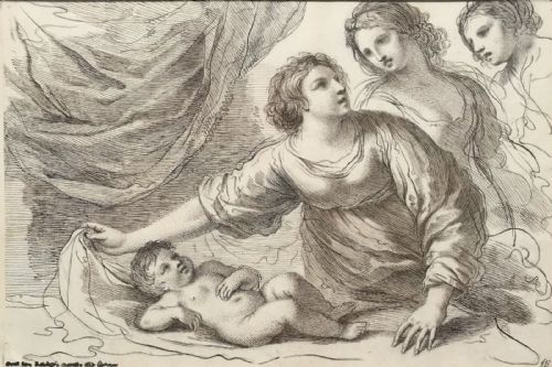 After Francesco Bartolozzi in Women Child Signed with Monogram Jb and Dated 1867 Engraving Sketch