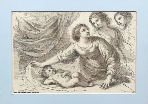 fig 1. After Francesco Bartolozzi in Women Child Signed with monogram JB and dated 1867 Engraving Sketch