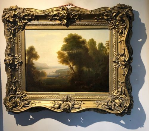 fig 1. Patrick Nasmyth (attributed) Original Early 19th Century Antique Oil Painting on Canvas Scottish Coastal Cattle Landscape