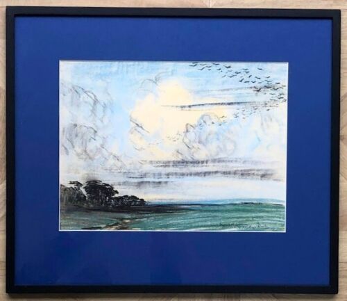 fig 1. Edward Handley-Read (MBE RBA) Original Antique Pastel Drawing Wiggonholt Common Sussex Landscape