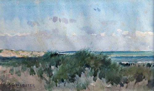 Alfred George Webster Signed Original Late 19th Century Antique Watercolour Painting on Paper Lincolnshire Coastal Landscape