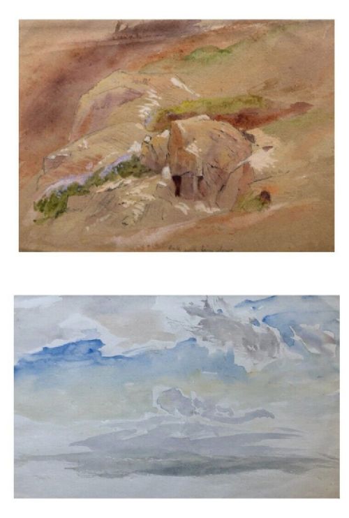 J Spence Ingall Original Antique Watercolour Paintings Landscape & Sky Sketch