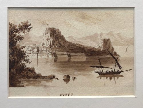 fig 1. English School Original 19th Century Antique Small Watercolour Painting Titled