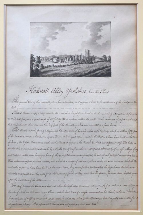 John Daniel Bond (1728-1803) 1779 Original Antique 18th Century Georgian Painting & Script Kirkstall Abbey, Leeds Yorkshire Landscape