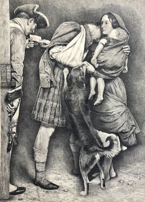 Signed with Monogram Wrm 1930 Original Antique Pen & Ink Drawing the Order of Release After John Everett Millais