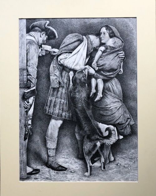 fig 1. Signed with Monogram WRM 1930 Original Antique Pen & Ink Drawing The Order of Release After John Everett Millais
