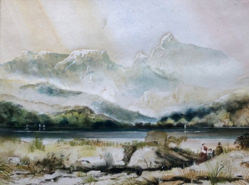 After Av Copley Fielding Original 19th Century Antique Watercolour Painting Windermere Lake Landscape