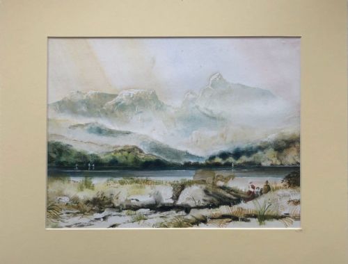 fig 1. After AV Copley Fielding Original 19th Century Antique Watercolour Painting Windermere Lake Landscape