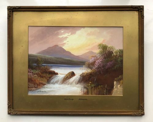 fig 1. A Cameron Signed Original early 20th Century Vintage Gouache Painting Inverlochy Scottish Highland Landscape 2